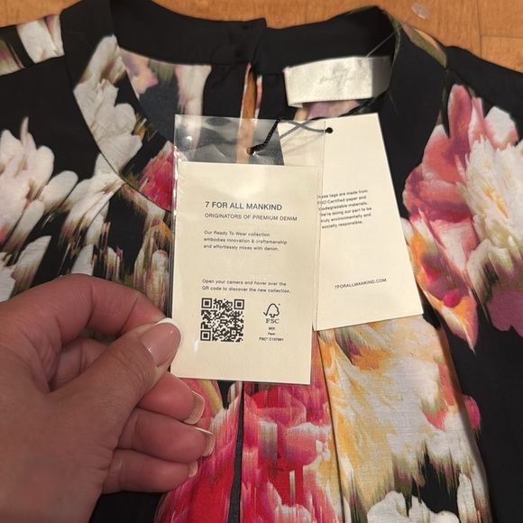 For all man kind Floral Black and Pink Women's Top - Picture 9 of 12